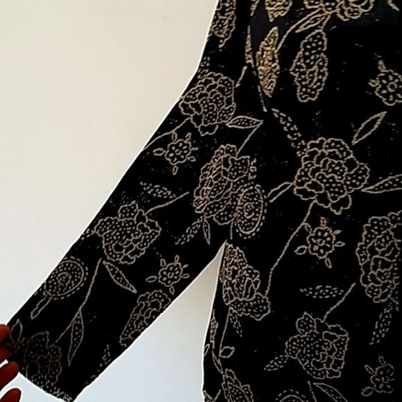 Notations Formal Black Velvet & Gold Beaded Button Jacket Blouse. NWT - Picture 5 of 11